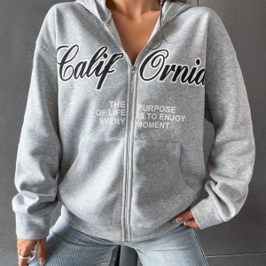 3 Iplik Şardonlu Fermuarlı Kapüşonlu Sweatshirt Gri 3 Lü Kombin