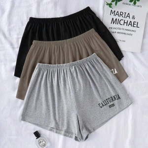 3 Renk Karışık Harfli Baskılı Elastik Bel Günlük Pantolon