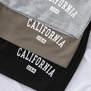 3 Renk Karışık Harfli Baskılı Elastik Bel Günlük Pantolon