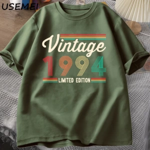 30 yaşındaki hediyeler T-shirt erkekler pamuk kısa kollu Tshirt doğan 1994 Vintage 30th doğum 2978