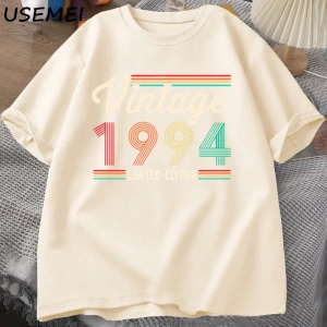 30 yaşındaki hediyeler T-shirt erkekler pamuk kısa kollu Tshirt doğan 1994 Vintage 30th doğum 2978