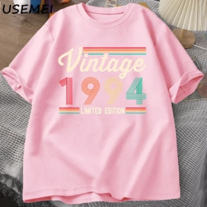 30 yaşındaki hediyeler T-shirt erkekler pamuk kısa kollu Tshirt doğan 1994 Vintage 30th doğum 2978