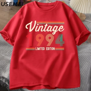 30 yaşındaki hediyeler T-shirt erkekler pamuk kısa kollu Tshirt doğan 1994 Vintage 30th doğum 2978