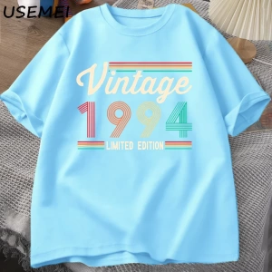 30 yaşındaki hediyeler T-shirt erkekler pamuk kısa kollu Tshirt doğan 1994 Vintage 30th doğum 2978