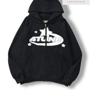 4 Tune Baskılı Örme Pamuk 2 iplik Fermuarlı Hırka