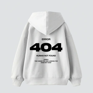 404 Error Baskılı Oversize Unisex Premium Beyaz