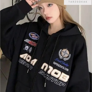 404 Never Shutup Sweatshirt Fermuarlı Hırka Siyah