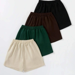 4pcs Letter Graphic Slant Pockets Şort