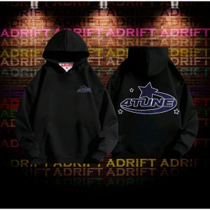 4Tune Tasarım Baskılı Kapüşonlu Sweatshirt Hoodie Siyah
