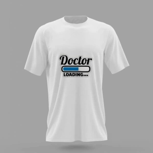 MAVİ Unisex Tıp Okuyanlara Sevgiliye Doktor Yükleniyor Sticker Baskılı T-shirt PNRM