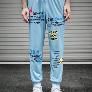 UNISEX Slogan Graphic Drawstring Waist Eşofman Altı