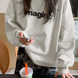 Harf Grafikli Düşük Omuz Oversize Sweat
