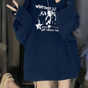 Slogan Grafikli Düşük Omuz Oversize Sweat