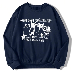 Slogan Grafikli Düşük Omuz Oversize Sweat