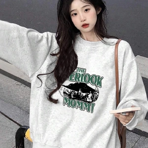 Harfli Grafik Düşük Omuz Oversize Sweat