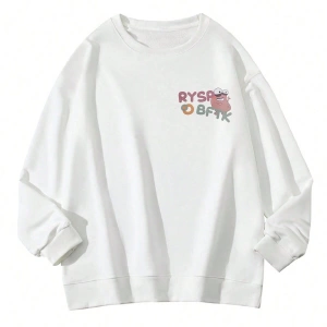Karikatür & Harf Grafik Düşük Omuz Oversize Sweat