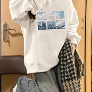 Bulut Desenli Düşük Sweat