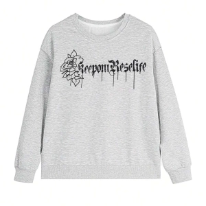 Slogan Grafikli Düşük Omuz Oversize Sweat