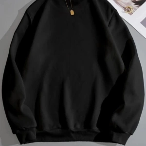 Unisex Siyah Yüz Baskılı Bisiklet Yaka Sweatshirt yüzbaskkı