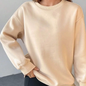 Unisex Bej Pusulu Baskılı Oversize Bisiklet Yaka Sweatshirt pusulabej