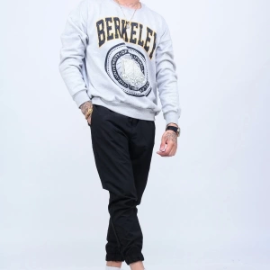 Unisex Gri Berkeley Baskılı Oversize Sweatshirt BERKELEYUNISEX