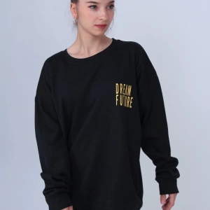 Unisex Siyah Dream Future Baskılı Sweatshirt futuresweat