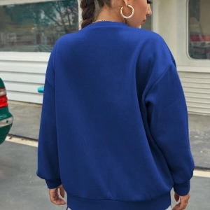 Unisex Bisiklet Yaka Dreams Baskılı Sax Mavi Oversize Sweatshirt mdgndreams