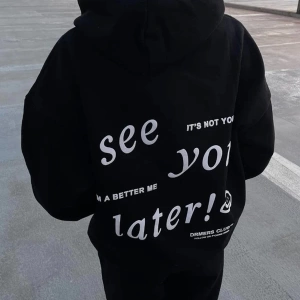 Unisex Siyah %100 Pamuk Oversize Sweatshirt seeyoulater