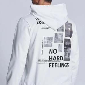 Erkek Beyaz Do It Well Baskılı Kapüşonlu Oversize Sweatshirt byzdoıtwl