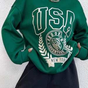 Usa Baskılı Nefti Oversize Bisiklet Yaka Sweatshirt usanefti