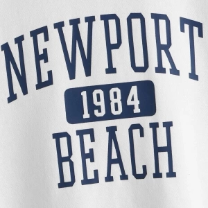 Unisex Beyaz Newport Beach 1984 Baskılı Bisiklet Yaka Oversize Sweatsirt mdgnnewport