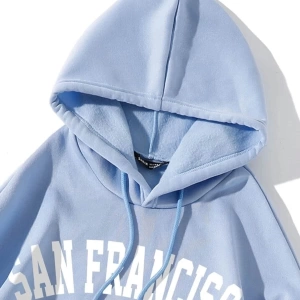 Unisex Bebe Mavisi San Francisco Baskılı Oversize Kapüşonlu