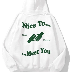 Unisex Nice to Meet You Sweatshirt Beyaz Trndz1819