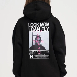 Unisex Look Mom I Can Fly Siyah Sweatshirt Trndz330
