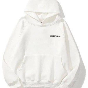 Beyaz Essantial Baskılı Oversize Kapüşonlu Sweatshirt ESSANTİALKPSNLU