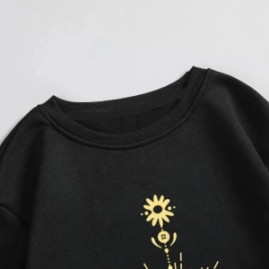 Kadın Siyah Parıltılı Ay Bisiklet Yaka Sweatshirt parıltılıaybyaka