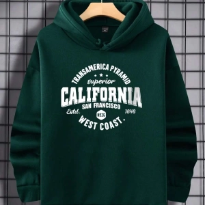 Yeşil San Fransisco Baskılı Oversize Kapuşonlu Kadın Sweatshirt bsgsanfransisco