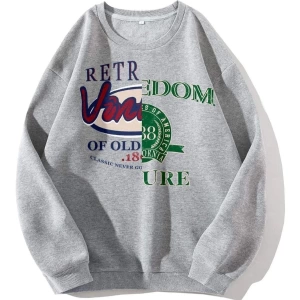 Unisex Gri Retredom Baskılı Oversize Bisiklet Yaka Sweatshirt Benisengiydirretr