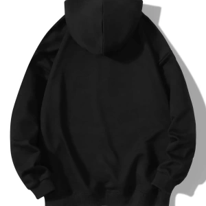 Erkek Siyah Japon Balık Baskılı Kapüşonlu Oversize Sweatshirt Balı
