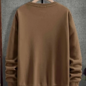 Erkek Kahve Çift El Baskılı Oversize Bisiklet Yaka Sweatshirt bsgciftelsweat