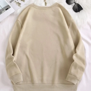Unisex Bej Panda Baskılı Oversize Bisiklet Yaka Sweatshirt benisengiydirpandasw