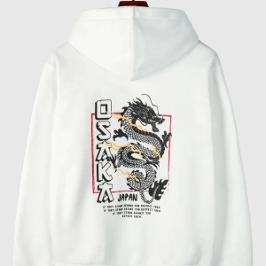 Unisex Kapüşonlu Beyaz Oversize Sweatshirt Baskılı Osaka OSAKASWEAT-TS