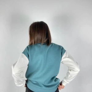 Kadın Parçalı Mint Yeşili Oversize Bisiklet Yaka Sweatshirt benisengiydirparcal