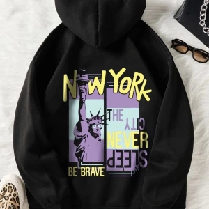 Unisex Siyah Be Brave Baskılı Oversize Kapüşonlu Sweatshirt Benisengiydrbebrave