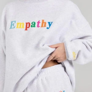 Unisex Beyaz Empathy Baskılı Oversie Bisiklet Yaka Sweatshirt Empa