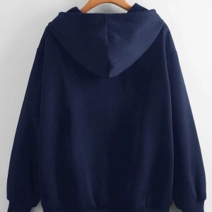 Unisex Lacivert Malıbu Baskılı Kapüşonlu Oversize Sweatshirt benisengiydirmalıb