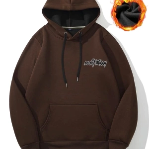 Unisex Kahverengi Do Not Worry Baskılı iplik Oversize Kapüşonlu Sweatshirt TYCD