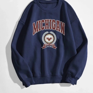 Kadın Lacivert Mıchıgan Baskılı Oversize Sweat TS-MICHSWT