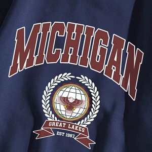 Kadın Lacivert Mıchıgan Baskılı Oversize Sweat TS-MICHSWT