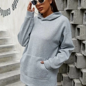 Kadın Gri Kapüşonlu Oversize Sweatshirt benisengiydirkapüşonlusweat